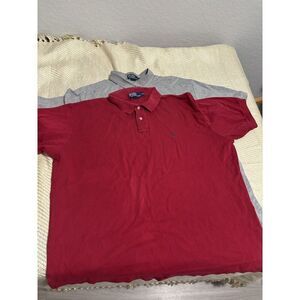 Lot of 2 Vintage Polo Ralph Lauren Mens Red Short Sleeve Polo Shirt XXL